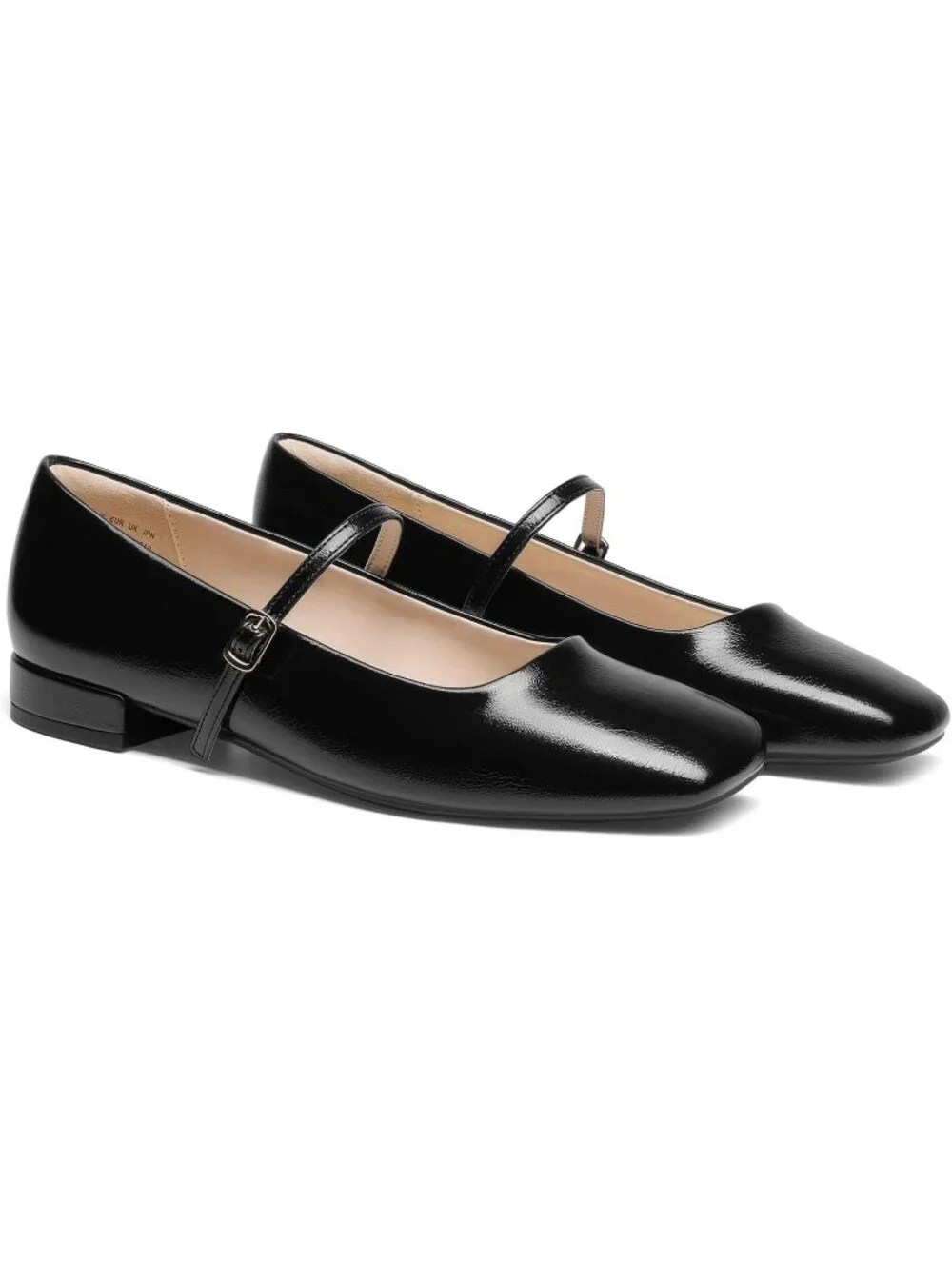 DREAM PAIRS Women's Black Faux Leather Square Toe Buckle Flats Low Heel Shoes